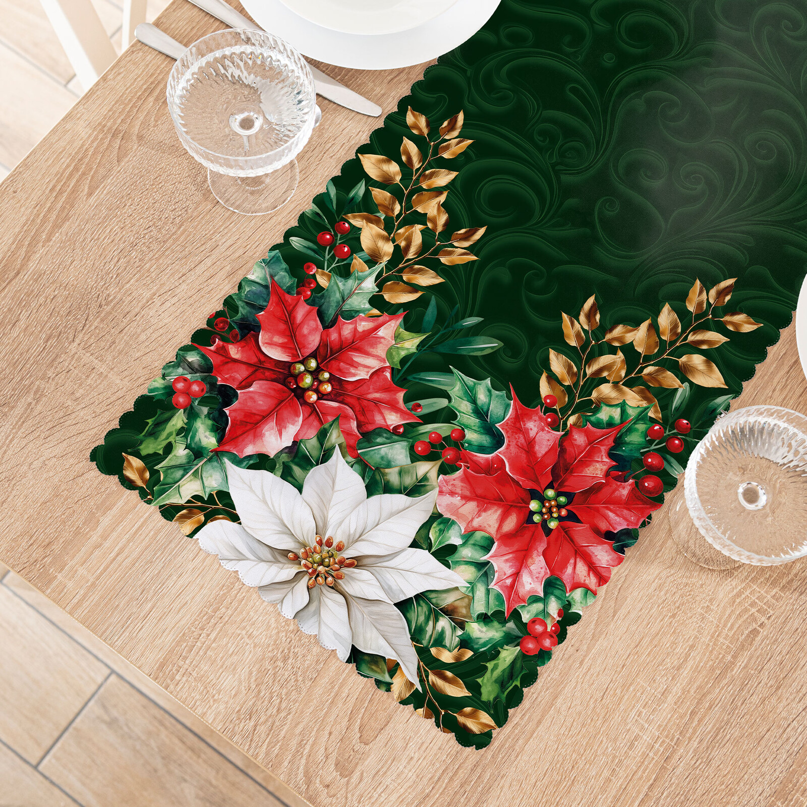 Vánoční ubrus - běhoun na stůl  HVĚZDA BETLÉMSKÁ 38x160 cm Mybesthome