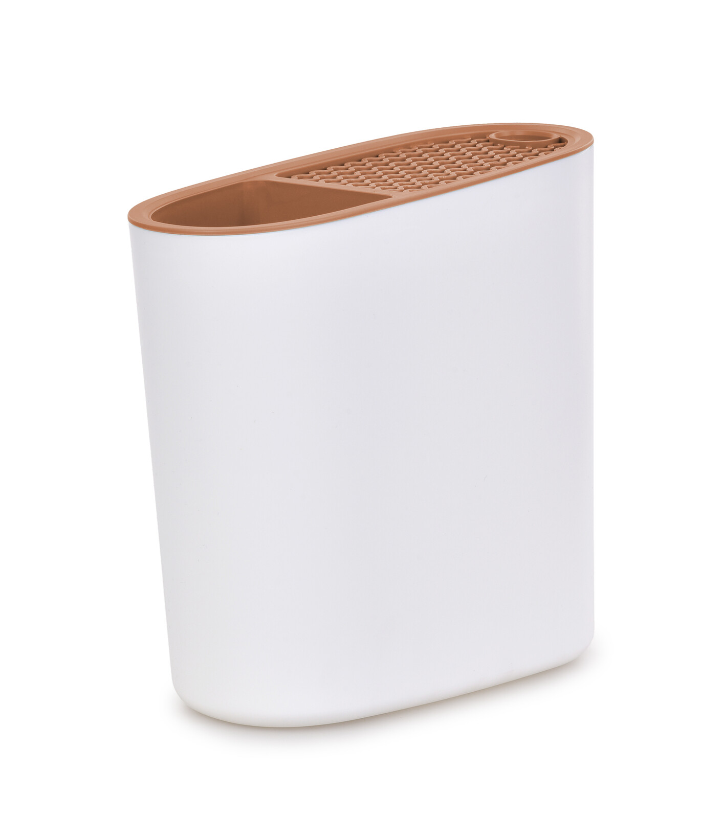 GOURMET | 2v1 šikmý stabilní stojan a odkapávač na nože bílý s korálovou