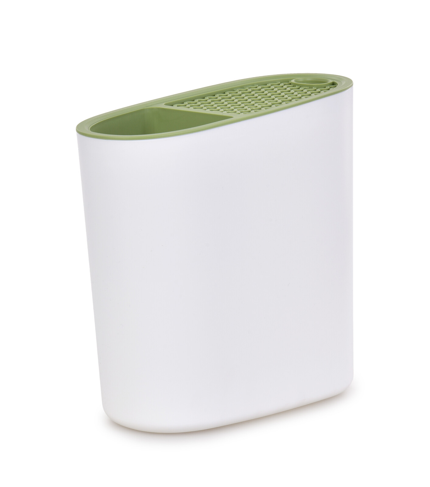 GOURMET | 2v1 šikmý stabilní stojan a odkapávač na nože bílý s olivovou