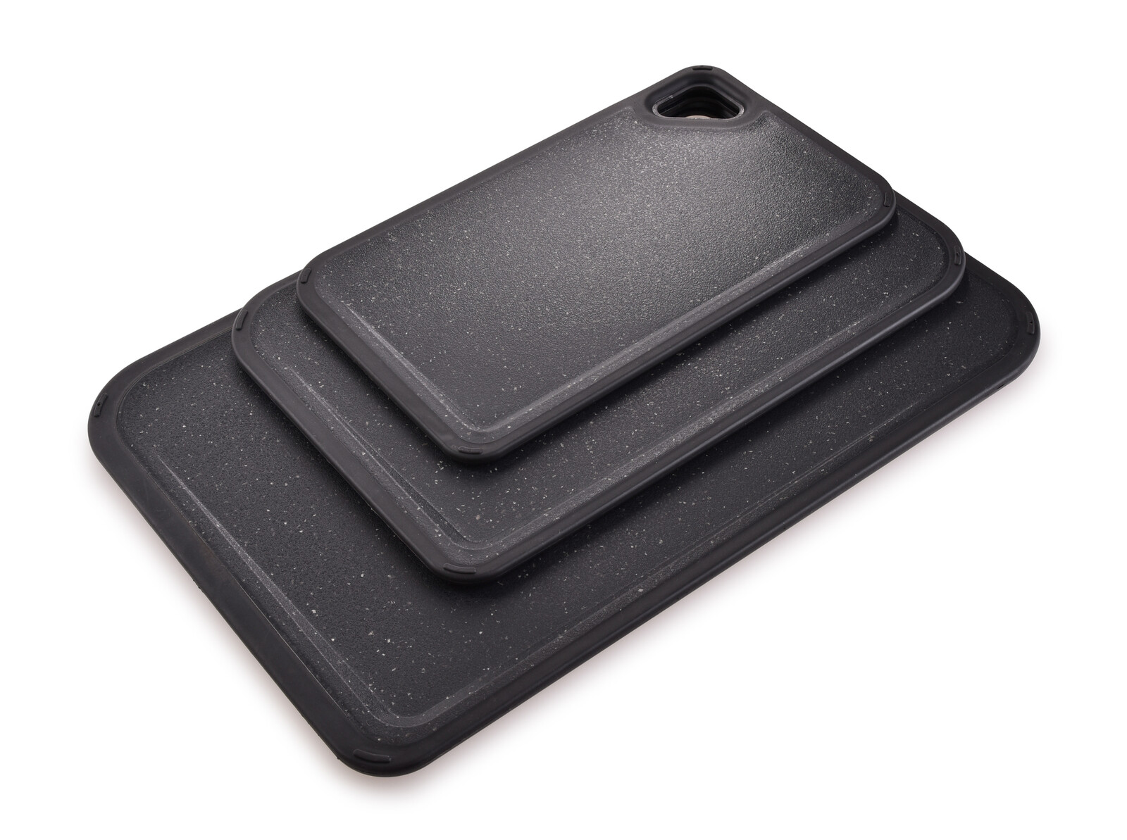 GOURMET | sada 3 plastových prkének s protiskluzovými hranami | černá