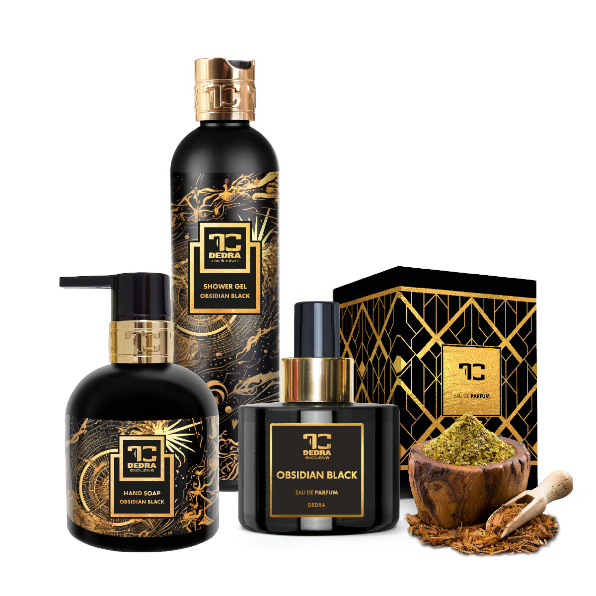 OBSIDIAN BLACK | dárková sada EDP + tekuté mýdlo + sprchový gel | 1+2 ZDARMA