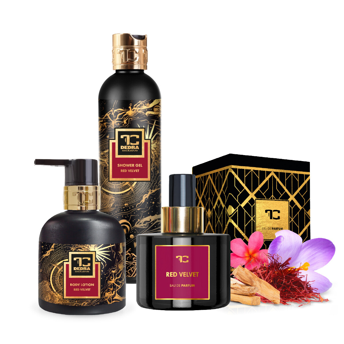 RED VELVET | dárková sada EDP + tělové mléko + sprchový gel | 1+2 ZDARMA