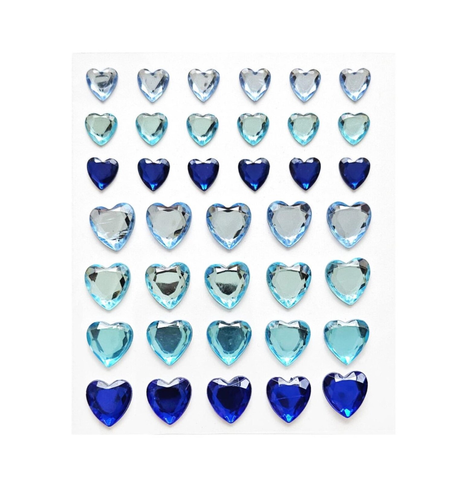Galeria Papieru Samolepicí dekorační srdíčka - s kamínky, mix modré, 38 ks