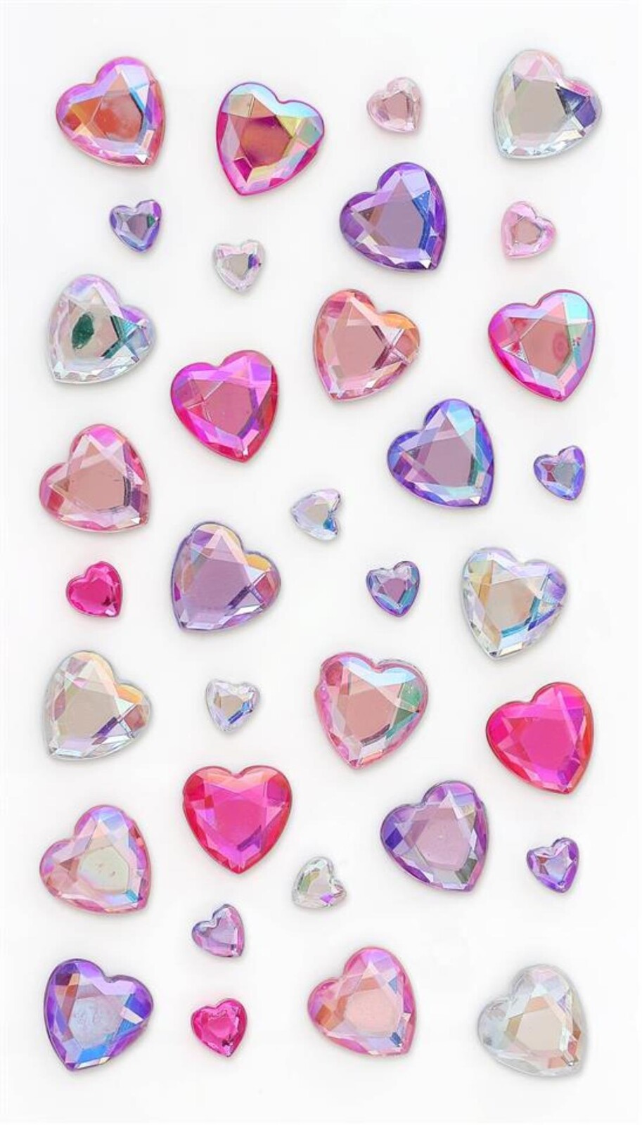Galeria Papieru Samolepicí dekorační srdíčka - s kamínky, růžové, 35 ks