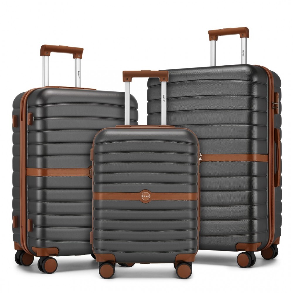 3dílná sada cestovních kufrů ABS + PC Kono - 36/62/94 L - šedá