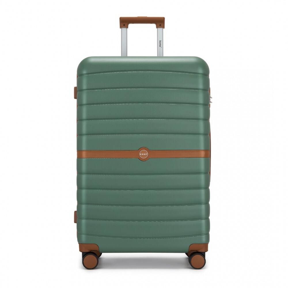 Cestovní kufr ABS+PC s pruhovaným vzorem Kono - 94 L - zelený