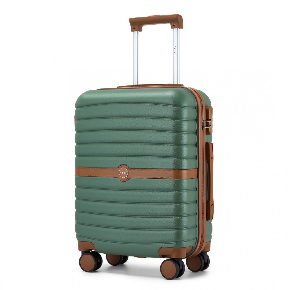 Cestovní kabinový kufr ABS+PC s pruhovaným vzorem Kono - 36 L - zelený