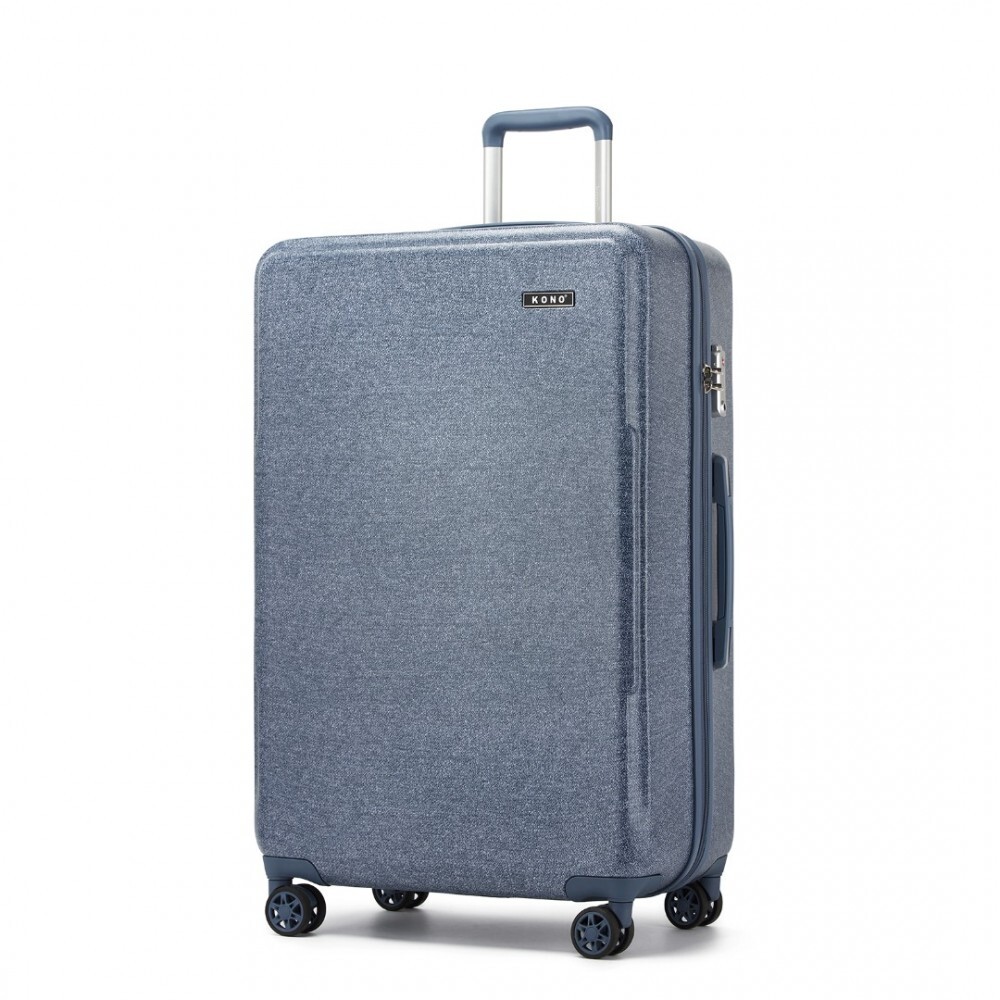 Velký skořepinový kufr z ABS+PC - Kono - 92L - džínová modrá