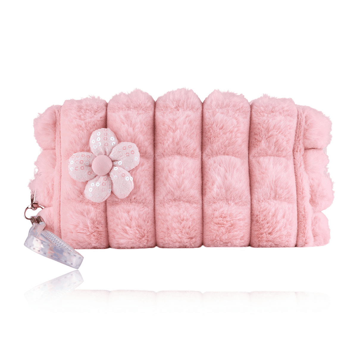 Accentra Kosmetická taštička s kytičkou a kožíškem