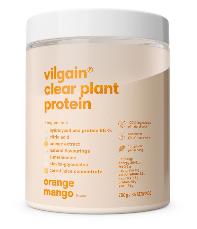 Vilgain Clear Plant Protein – Mango a pomeranč 700 g