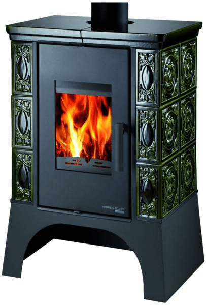 Haas+Sohn Kamna s výměníkem EMPOLI AL II, kachle zelená, vychlažovací smyčka