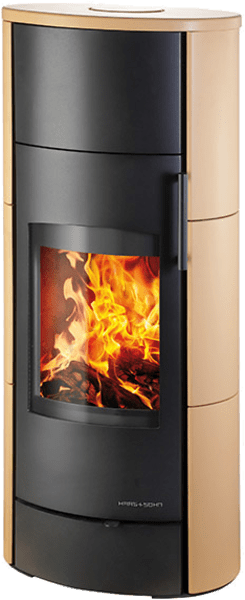 Haas+Sohn Kachlová kamna ORBA, matná písková/černá aspero
