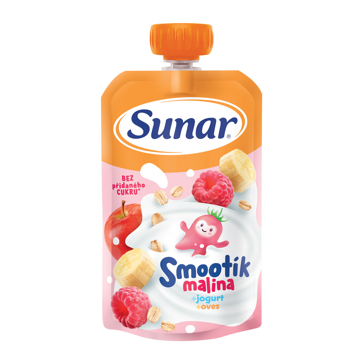 SUNAR Smootík dětská kapsička malina, jogurt, ovesné vločky 12m+ 120 g
