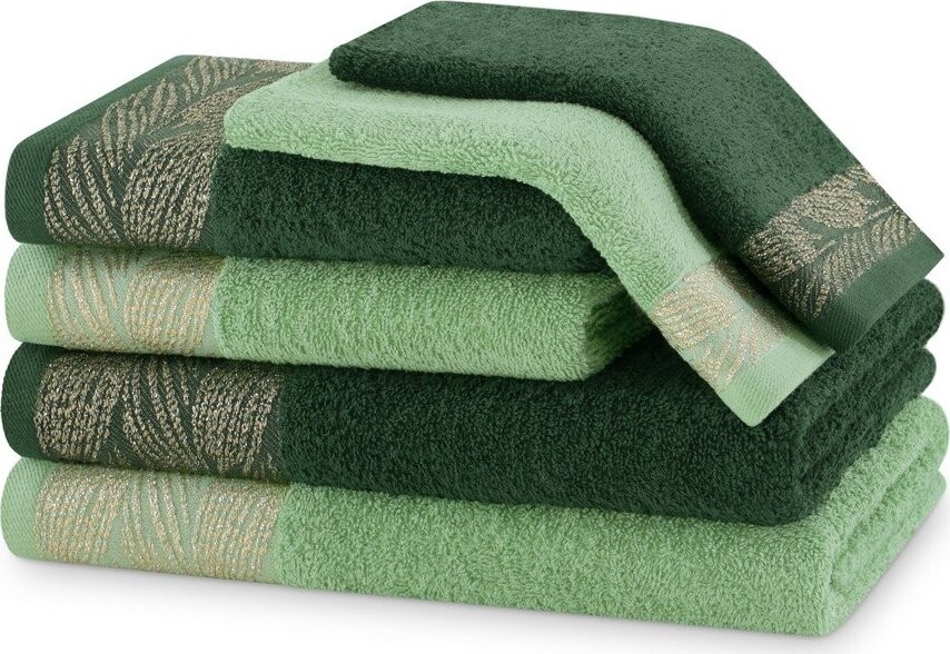 Zelené froté bavlněné ručníky a osušky v sadě 6 ks Allium – Restilo