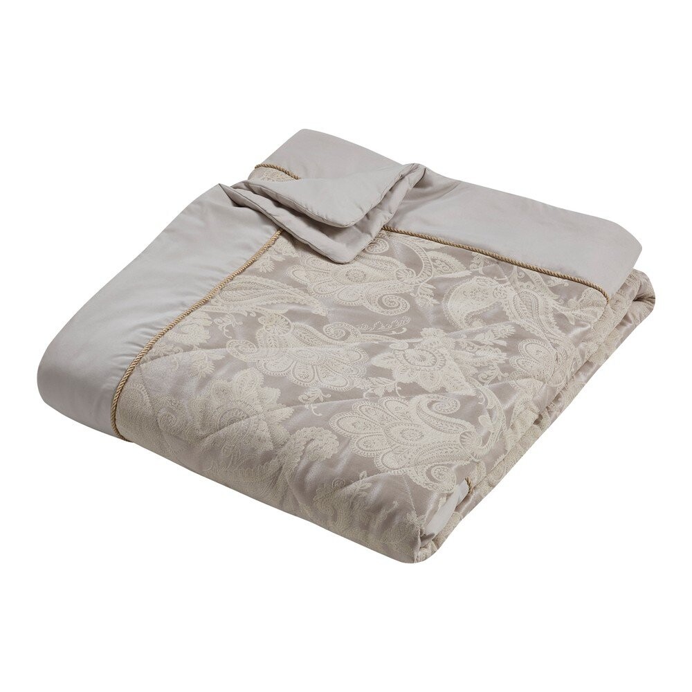 Béžový prošívaný přehoz z žakáru 240x260 cm Opulent Jacquard – Catherine Lansfield