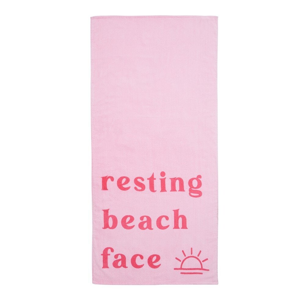 Růžová froté bavlněná plážová osuška 76x160 cm Resting Beach Face – Sassy B
