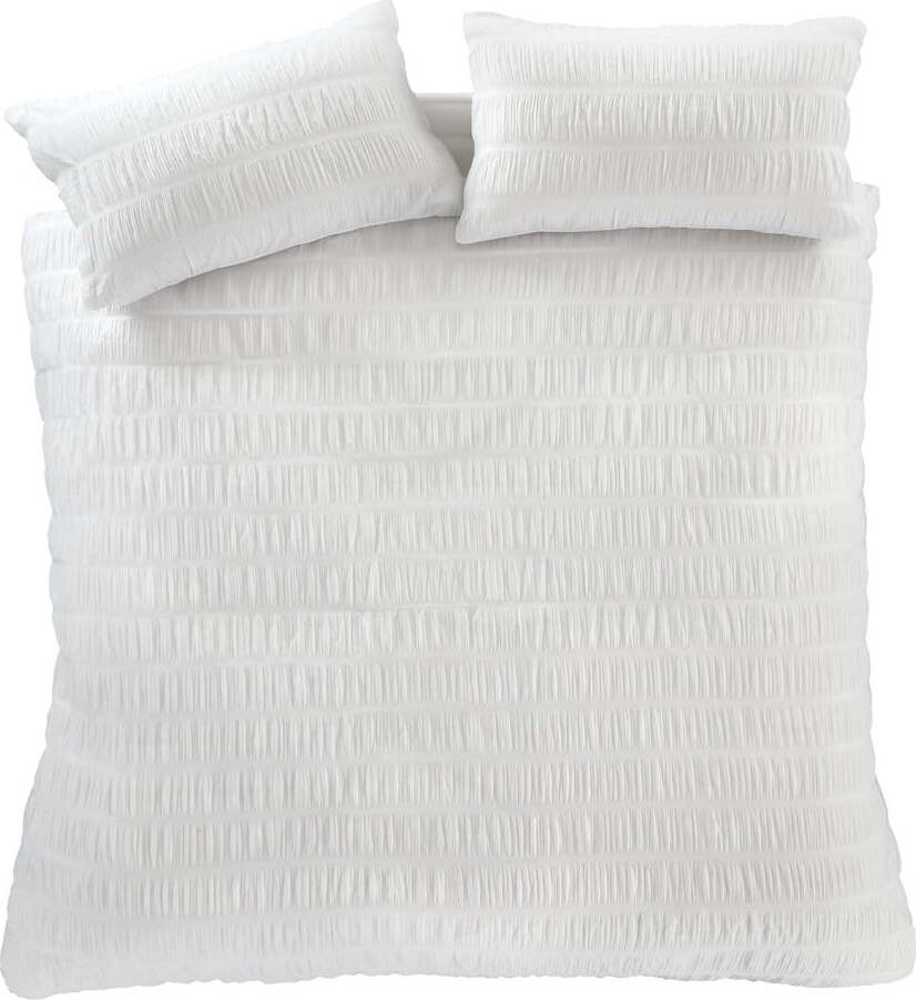 Bílé krepové povlečení na dvoulůžko/prodloužené 230x220 cm Seersucker – Catherine Lansfield