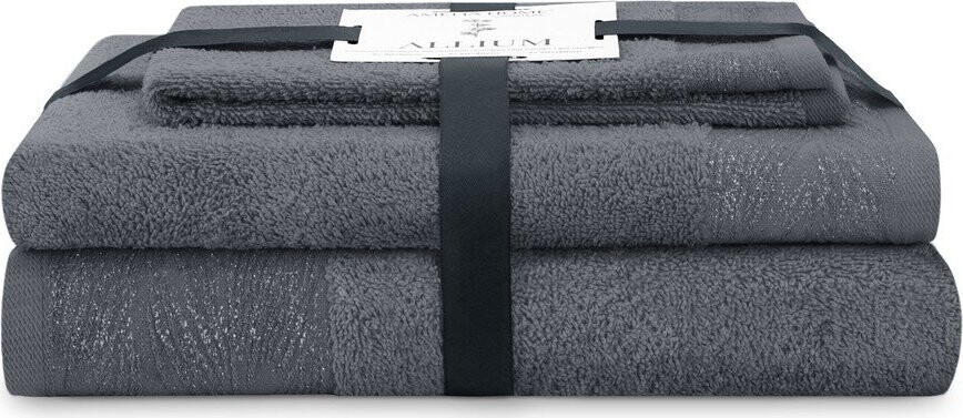 Tmavě šedé froté bavlněné ručníky a osušky v sadě 3 ks Allium – Restilo