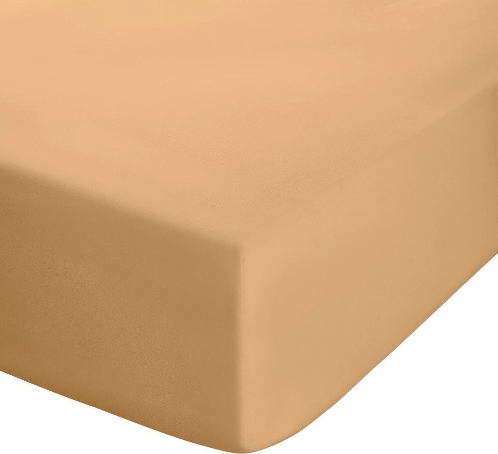 Žluté/oranžové napínací perkálové prostěradlo 135x190 cm Easy Iron Percale – Catherine Lansfield