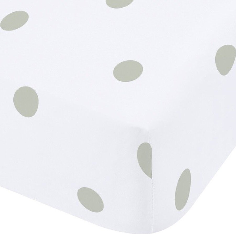 Bílé/zelené napínací flanelové prostěradlo 90x190 cm Polka Dot – Catherine Lansfield
