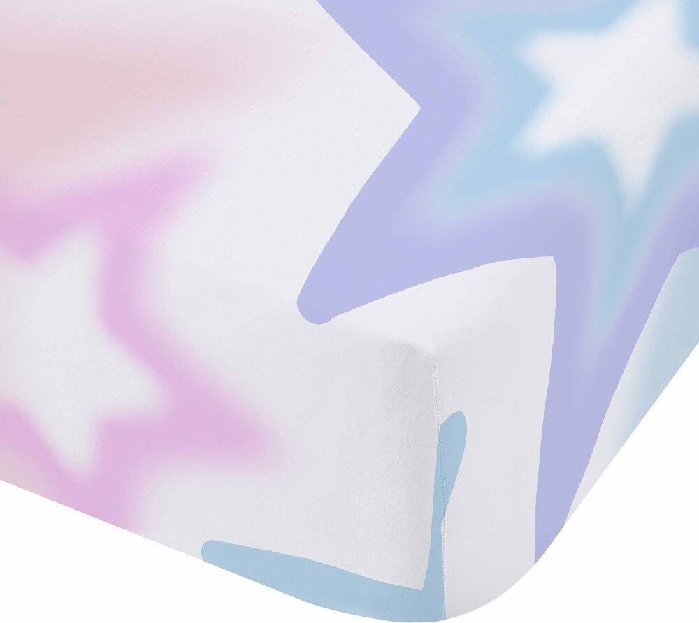 Bílé/růžové napínací dětské prostěradlo na dvoulůžko 135x190 cm Ombre Stars – Catherine Lansfield