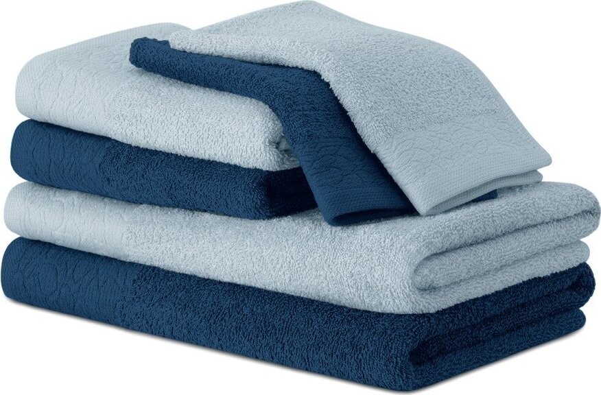 Modré froté bavlněné ručníky a osušky v sadě 6 ks Flos – Restilo