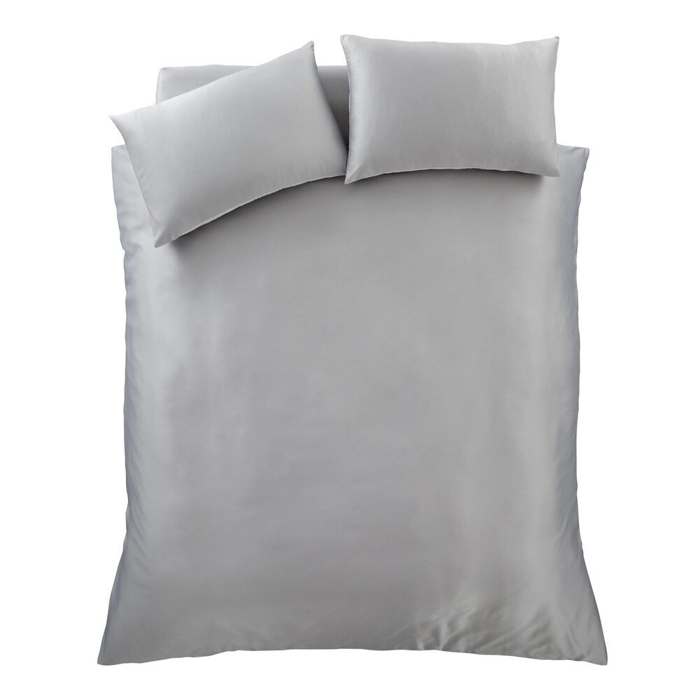 Šedé saténové povlečení na dvoulůžko/prodloužené 230x220 cm Silky Soft – Catherine Lansfield