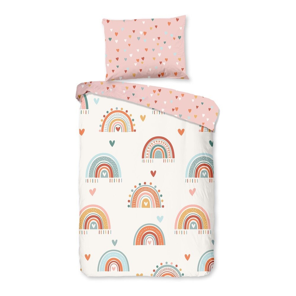 Růžové/béžové bavlněné dětské povlečení do postýlky 100x135 cm Louie – Good Morning