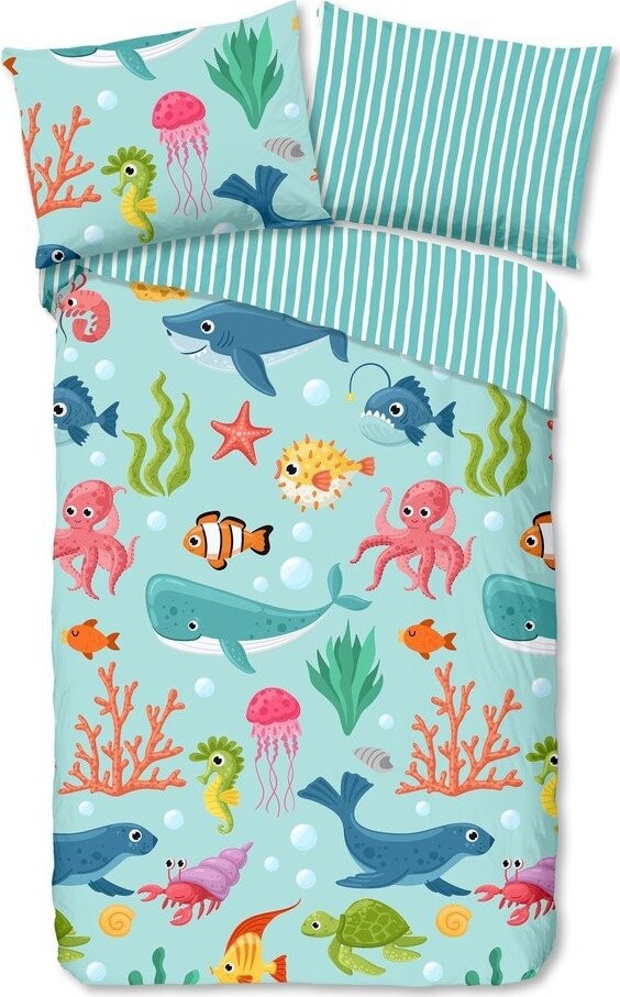 Modré bavlněné dětské povlečení na jednolůžko 140x200 cm Ocean – Good Morning