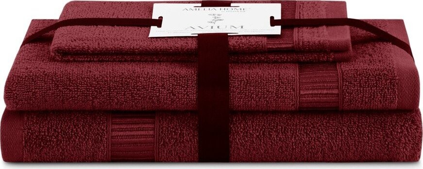 Červené froté bavlněné ručníky a osušky v sadě 3 ks Avium – Restilo