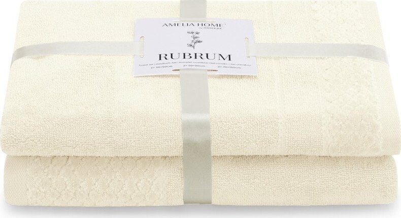 Krémové froté bavlněné ručníky a osušky v sadě 2 ks Rubrum – Restilo