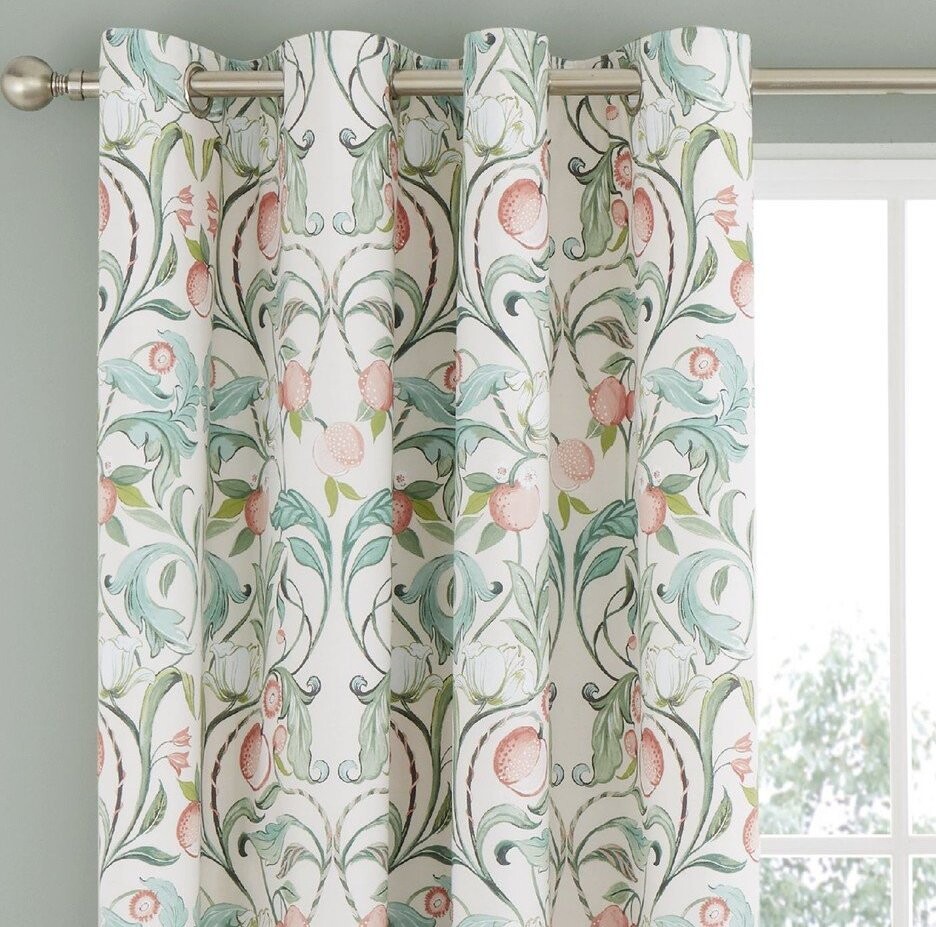 Zelené/růžové závěsy v sadě 2 ks 168x183 cm Clarence Floral – Catherine Lansfield