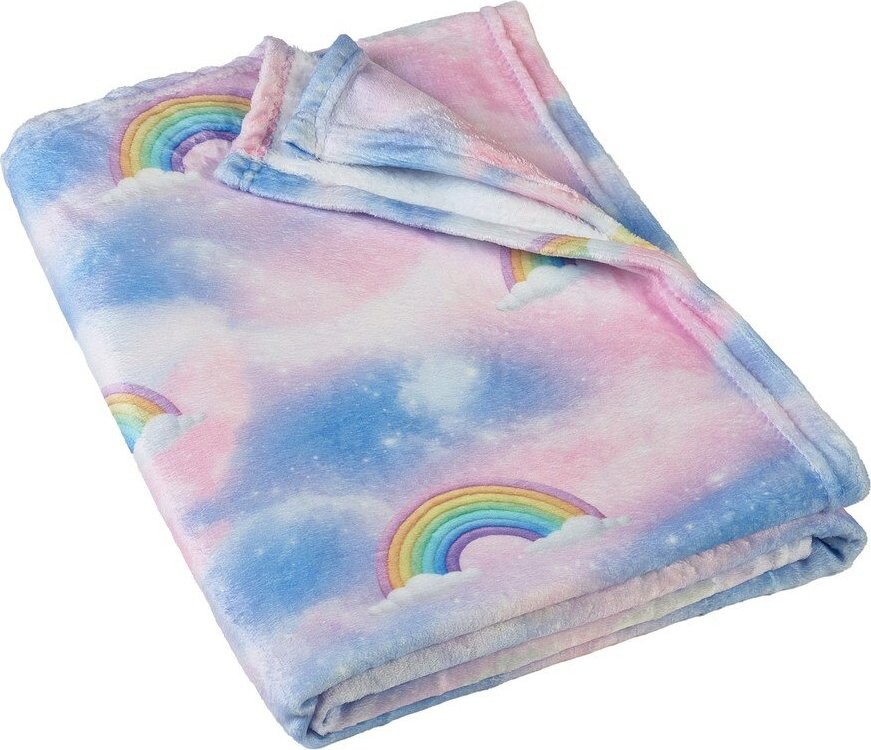 Modrá/růžová dětská deka z mikroplyše 130x170 cm Candy Unicorn – Catherine Lansfield