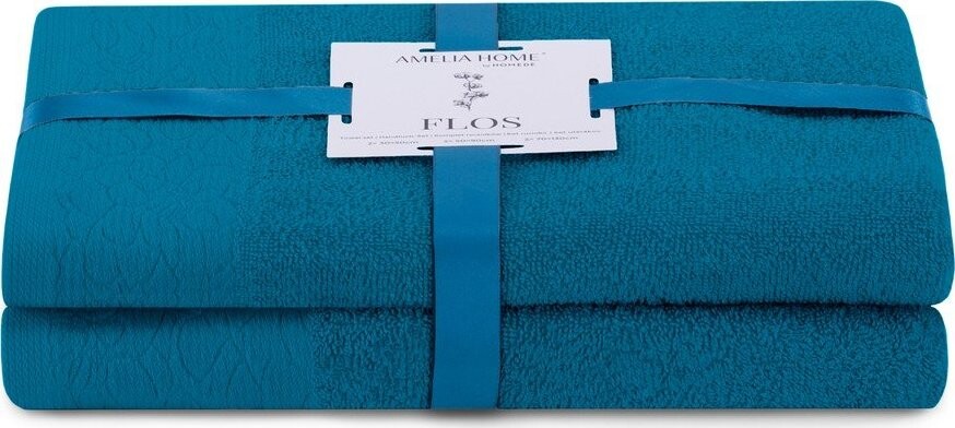 Modré froté bavlněné ručníky a osušky v sadě 2 ks Flos – Restilo