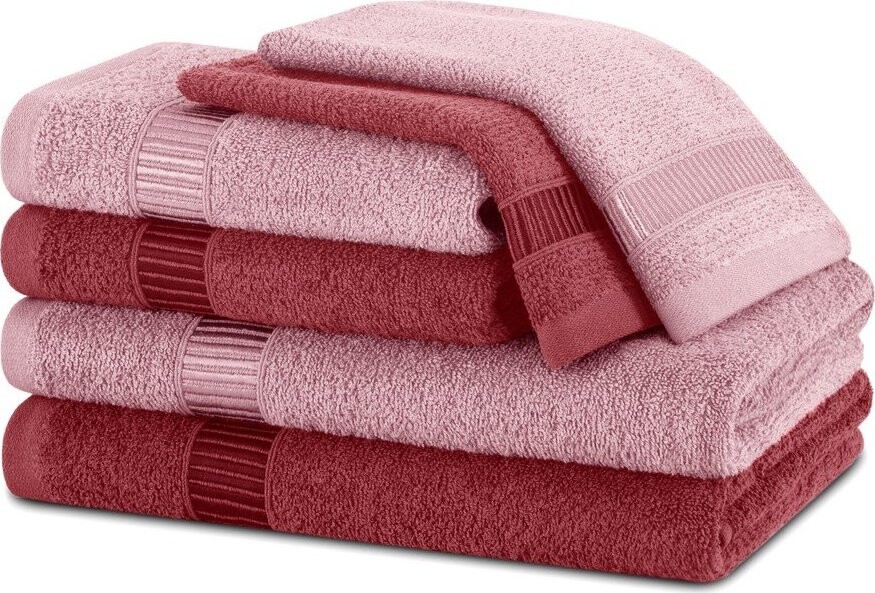 Růžové froté bavlněné ručníky a osušky v sadě 6 ks Avium – Restilo