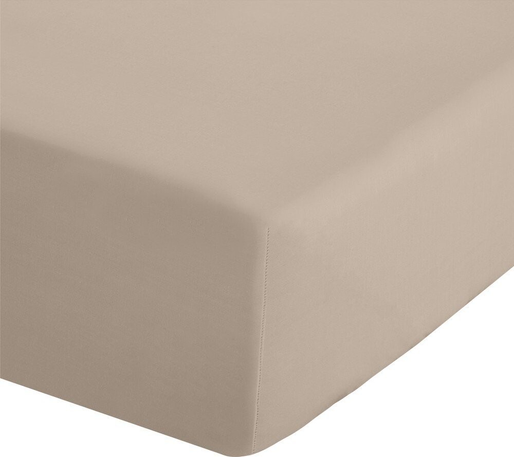 Světle hnědé napínací perkálové prostěradlo 150x200 cm Easy Iron Percale – Catherine Lansfield