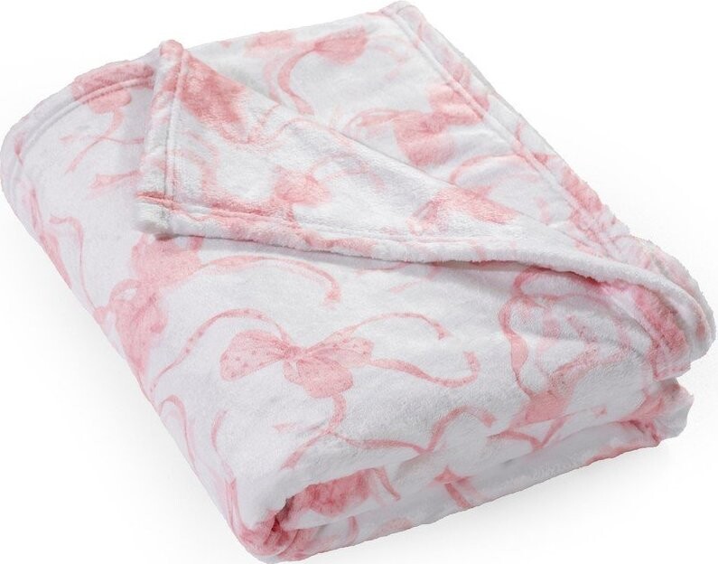 Bílá/růžová deka z mikroplyše 200x240 cm Bow – Catherine Lansfield