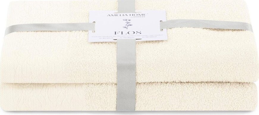 Krémové froté bavlněné ručníky a osušky v sadě 2 ks Flos – Restilo