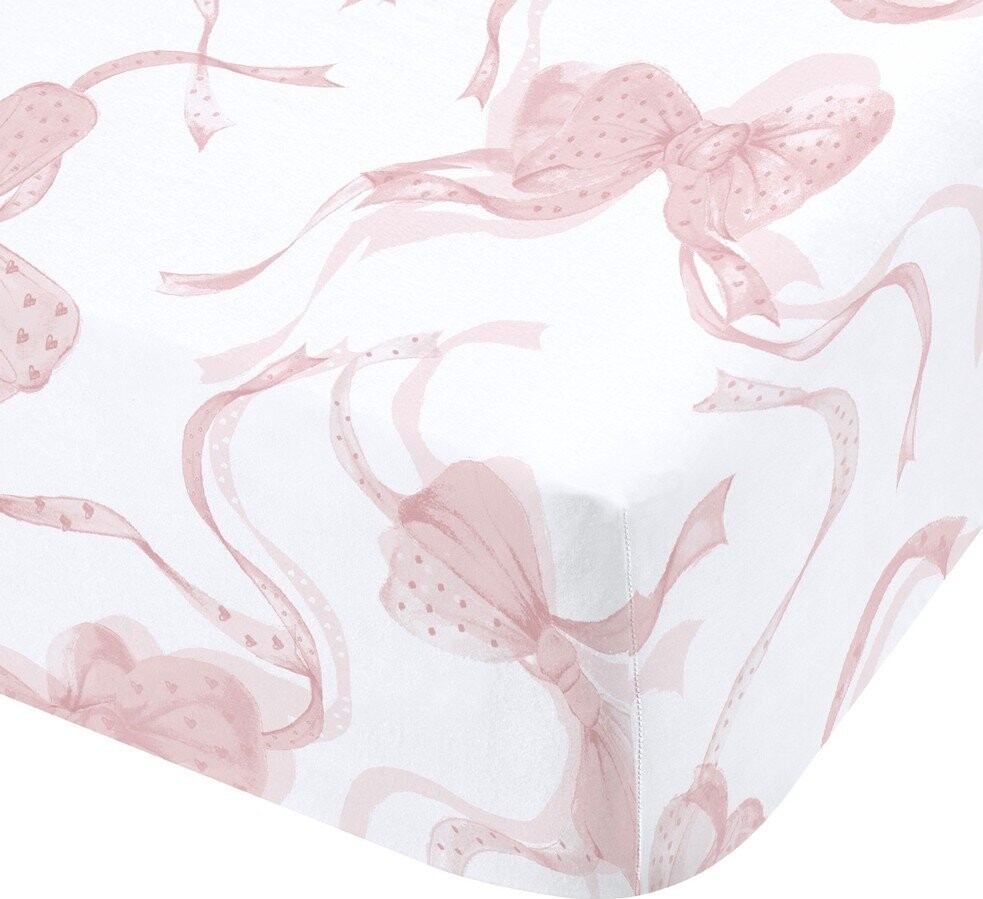 Bílé/růžové napínací prostěradlo 150x200 cm Bow – Catherine Lansfield