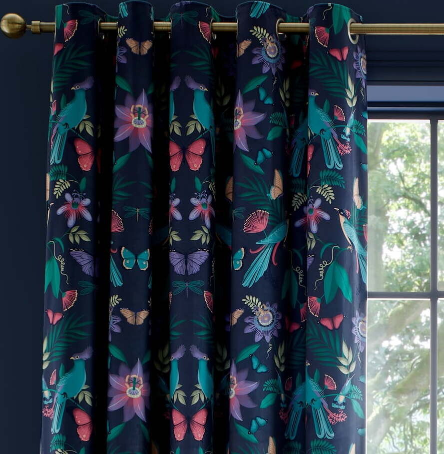 Modré závěsy v sadě 2 ks 117x229 cm Mya Tropical Bird – Catherine Lansfield