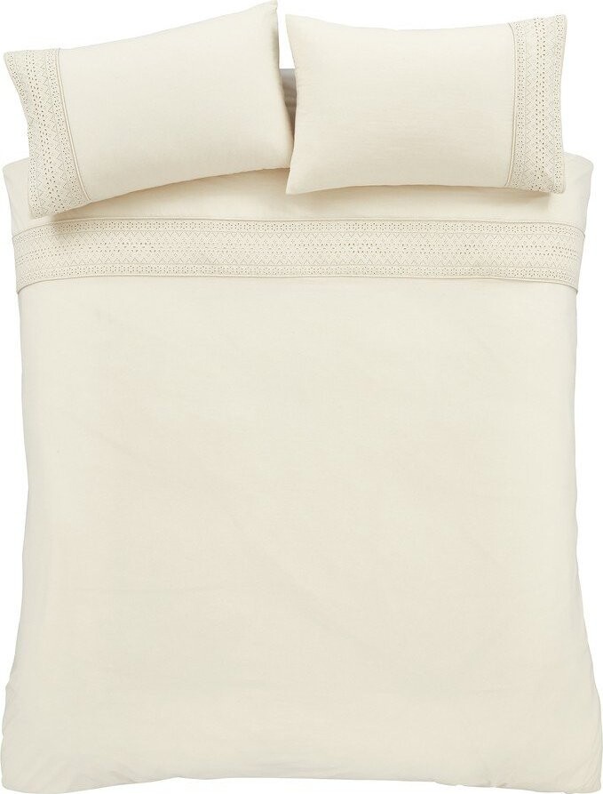 Krémové povlečení na jednolůžko 135x200 cm Broderie Anglaise – Catherine Lansfield