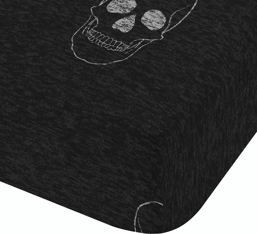 Tmavě šedé napínací dětské prostěradlo na jednolůžko 90x190 cm Skulls – Catherine Lansfield