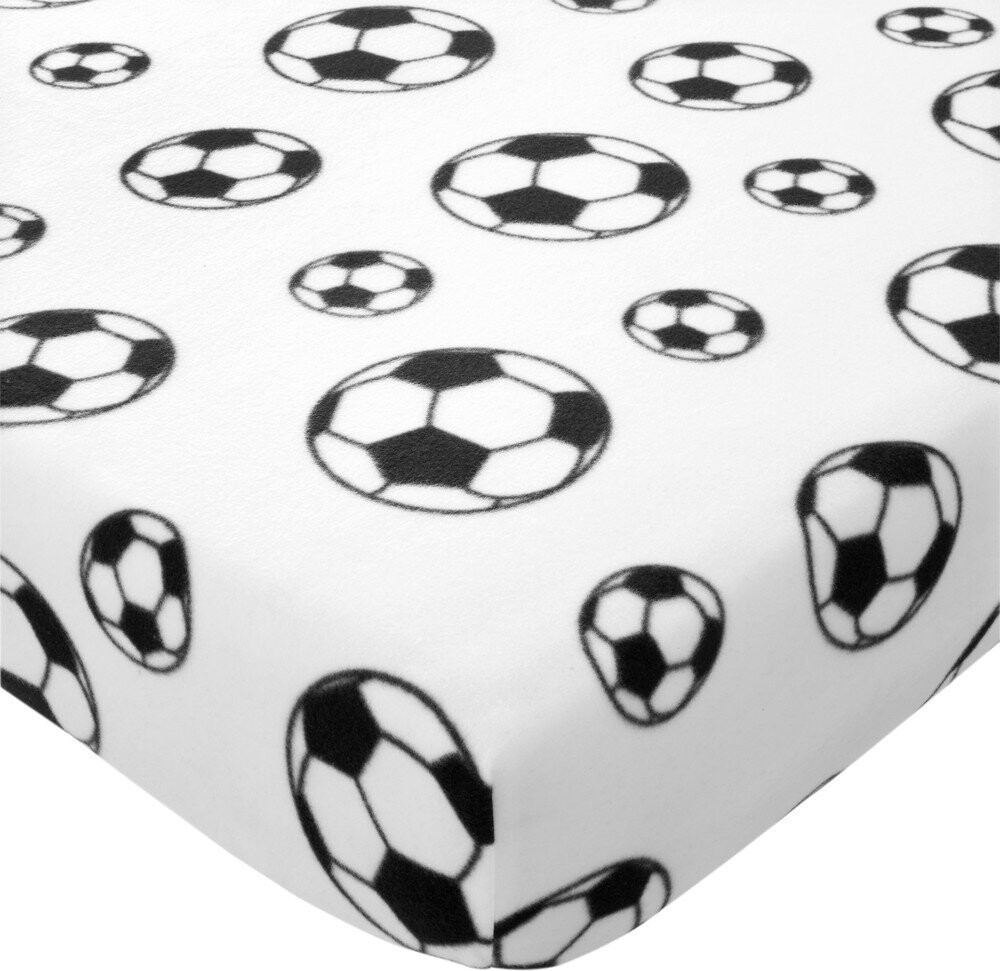 Bílé napínací fleecové dětské prostěradlo na jednolůžko 90x190 cm Football – Catherine Lansfield