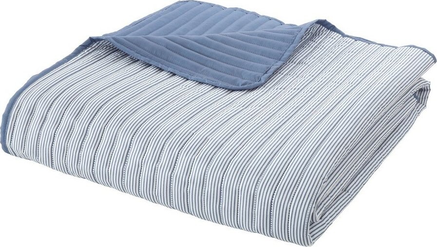 Modrý prošívaný přehoz 220x230 cm Stripe – Catherine Lansfield