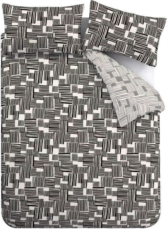 Černé/šedé povlečení na dvoulůžko/prodloužené 230x220 cm Blocks – Catherine Lansfield