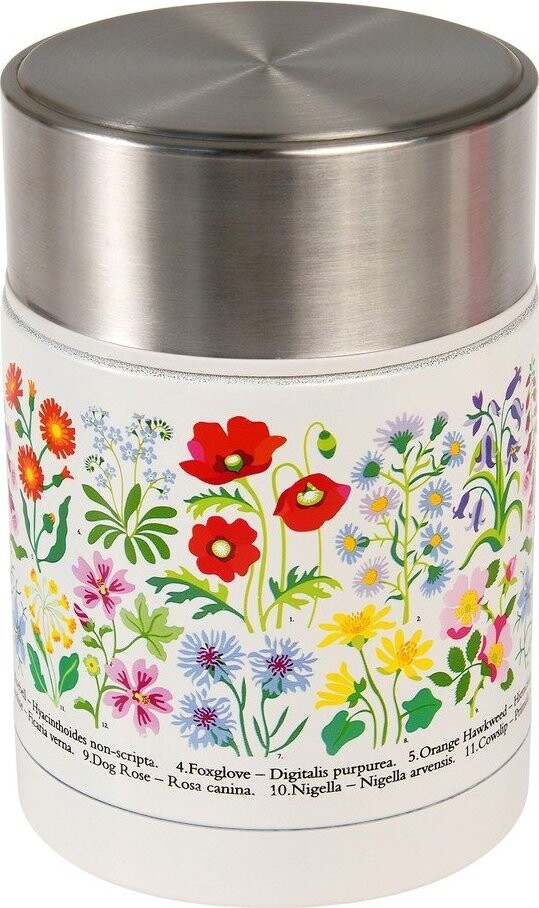 Krémová/ve stříbrné barvě termoska na jídlo/dětská 450 ml Wild Flowers – Rex London