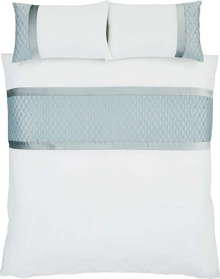 Bílé/modré povlečení na dvoulůžko/prodloužené z mikrosaténu 230x220 cm Sequin Cluster – Catherine Lansfield