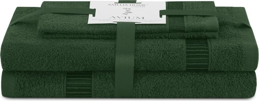 Tmavě zelené froté bavlněné ručníky a osušky v sadě 3 ks Avium – Restilo