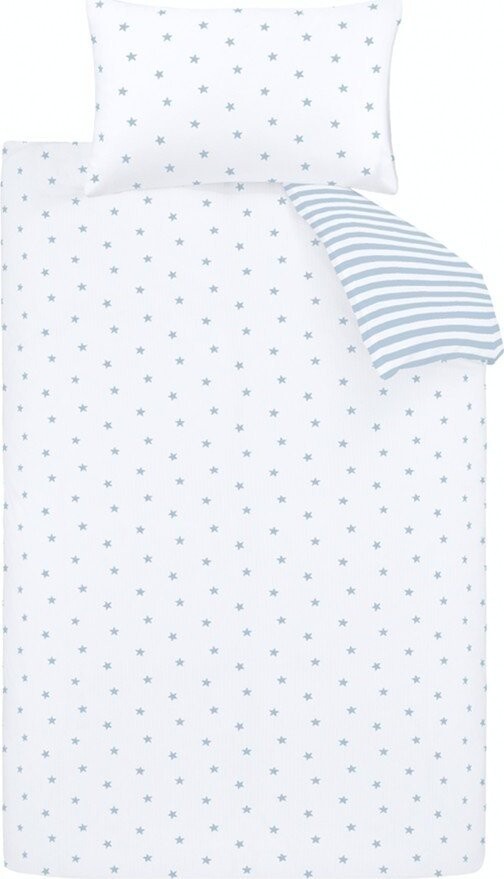 Bílé/modré bavlněné dětské povlečení na jednolůžko 135x200 cm Mini Star & Stripes – Bianca