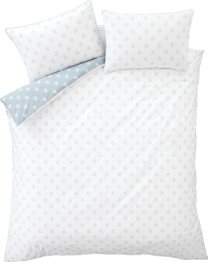 Bílé/modré bavlněné povlečení na dvoulůžko/prodloužené 230x220 cm Esme Floral – Bianca